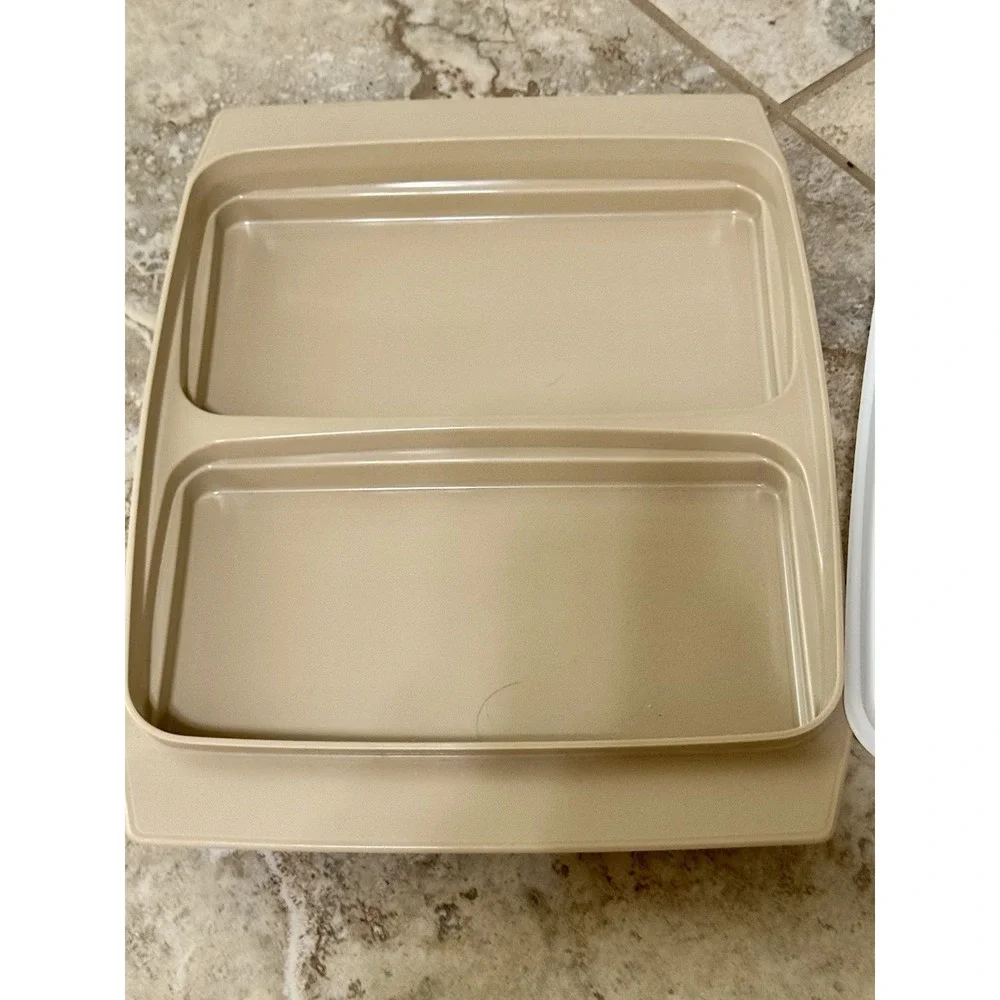 Vintage Beige Tupperware Deviled‎ Egg Keeper Carrier Tray No Inserts